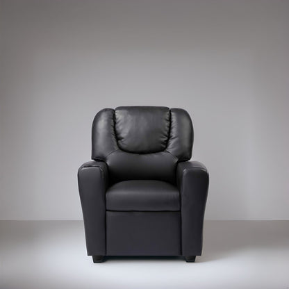 Fauteuil inclinable en PVC pour enfants avec fonction d'inclinaison par poussée, porte-gobelet et repose-pieds confortable