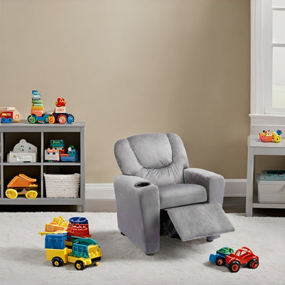 Fauteuil inclinable en PVC pour enfants avec fonction d'inclinaison par poussée, porte-gobelet et repose-pieds confortable