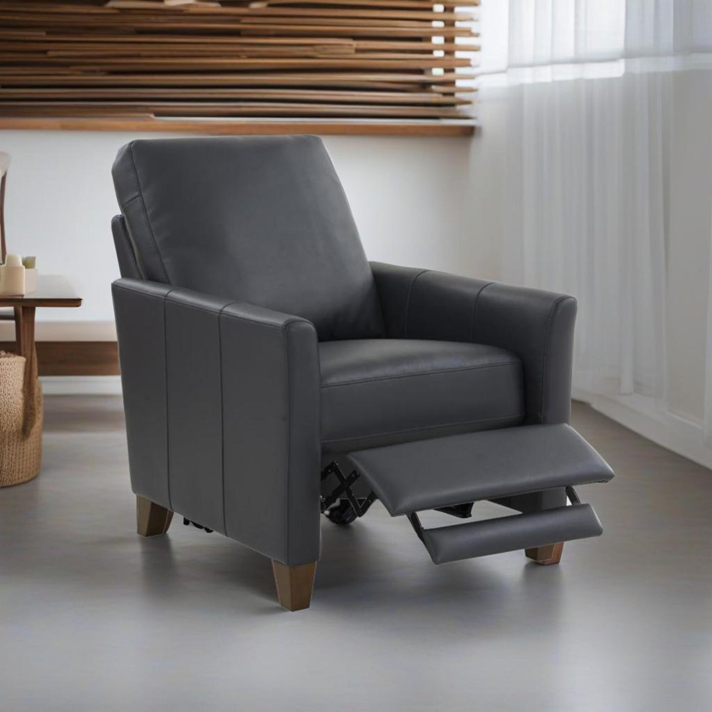 Fauteuil inclinable moderne en similicuir bleu nuit Pablo