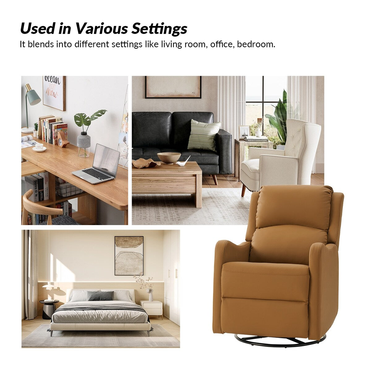 Fauteuil inclinable pivotant à 360 degrés Pablo traditionnel par HULALA HOME