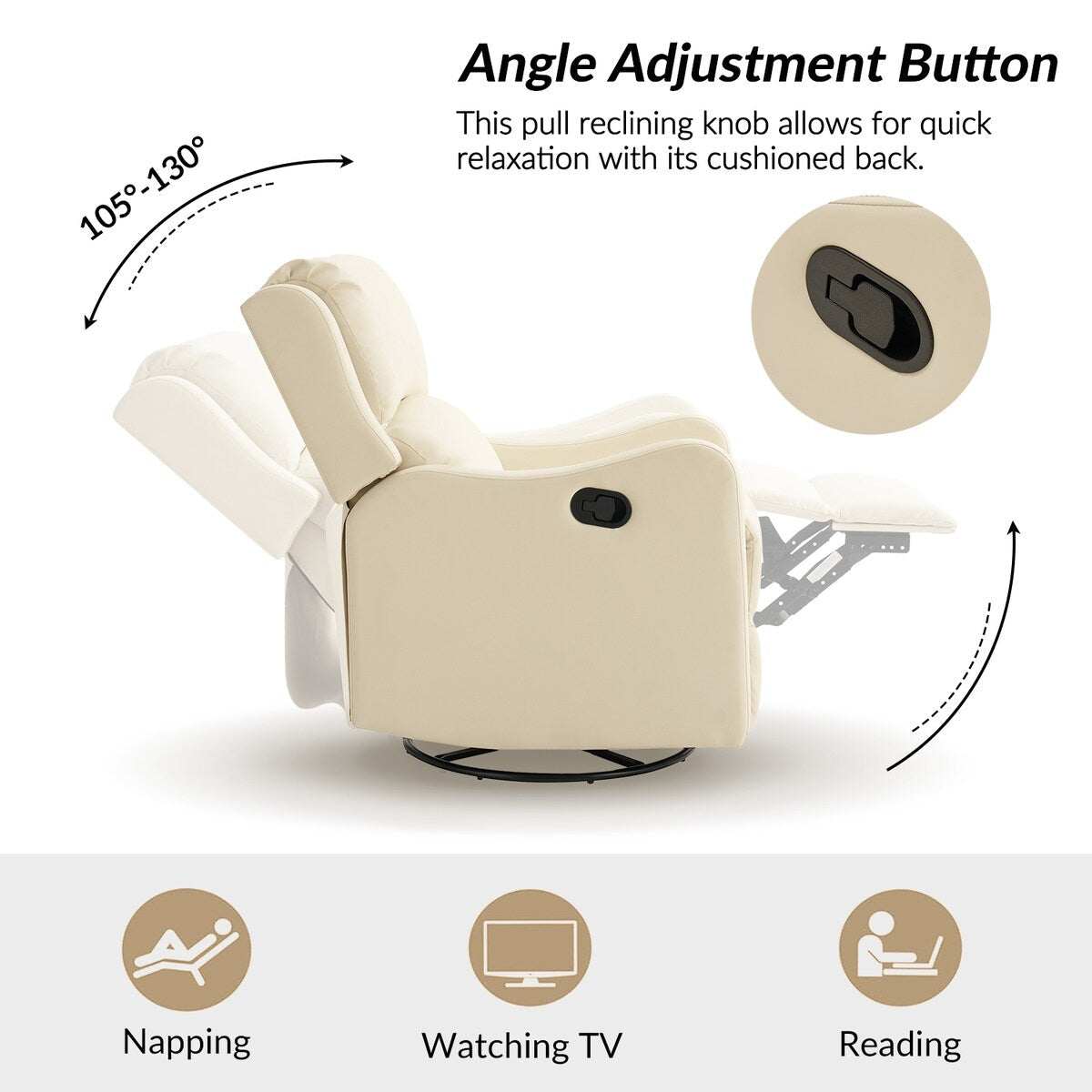 Fauteuil inclinable pivotant à 360 degrés Pablo traditionnel par HULALA HOME