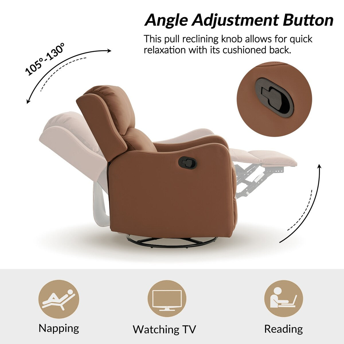 Fauteuil inclinable pivotant à 360 degrés Pablo traditionnel par HULALA HOME