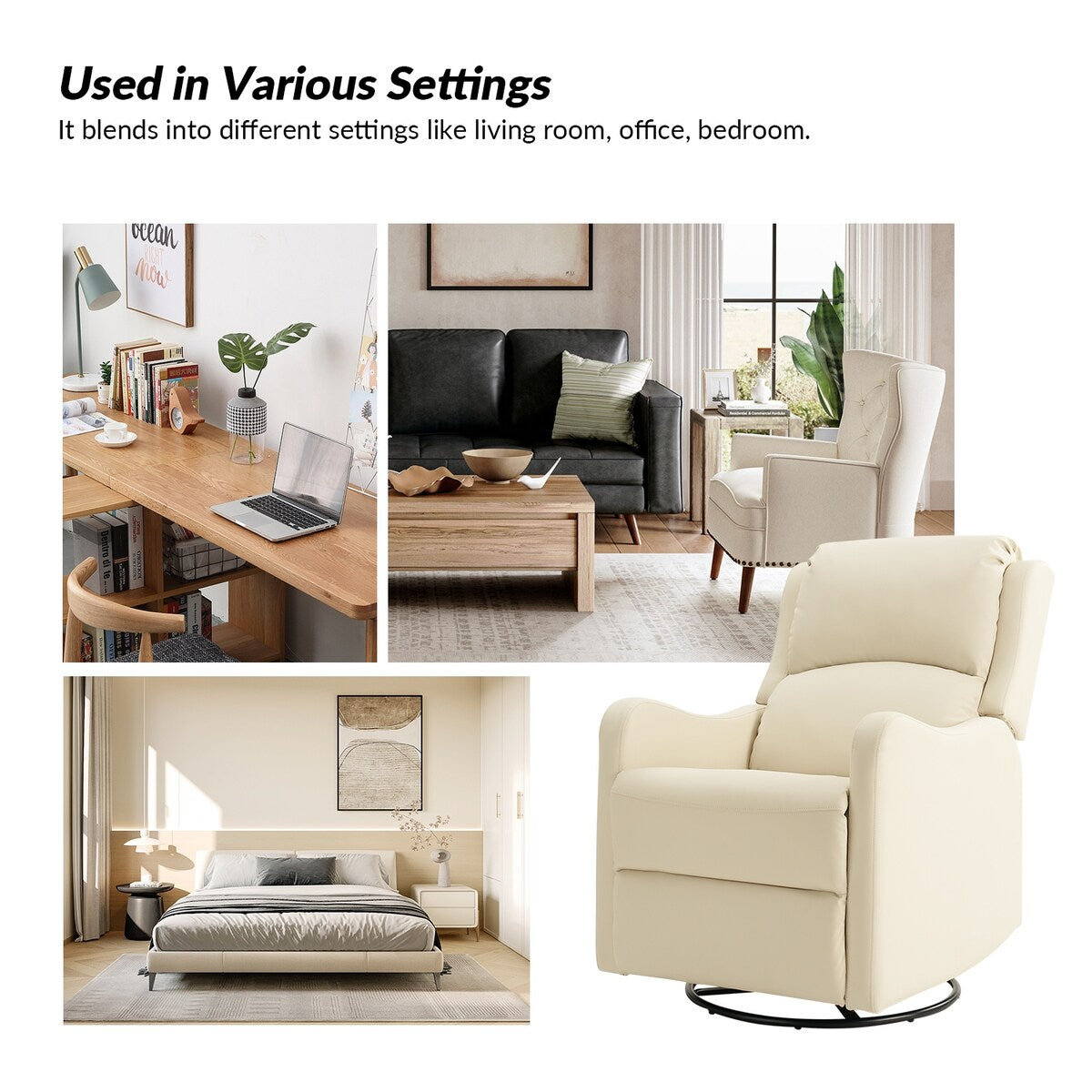 Fauteuil inclinable pivotant à 360 degrés Pablo traditionnel par HULALA HOME