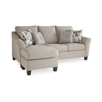 Canapé méridienne Parker L, polyester gris, 4 coussins décoratifs, 233 cm