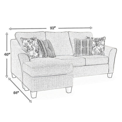 Canapé méridienne Parker L, polyester gris, 4 coussins décoratifs, 233 cm