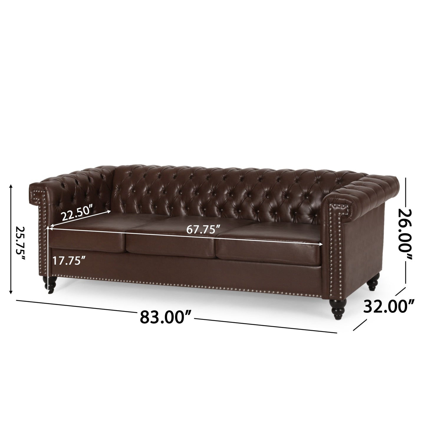 Canapé 3 places capitonné Parkhurst Chesterfield par Christopher Knight Home