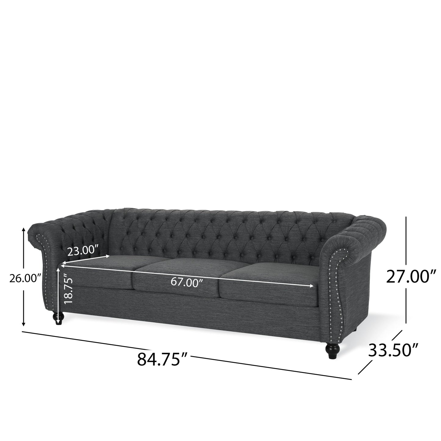 Canapé Chesterfield capitonné Parksley 3 places par Christopher Knight Home