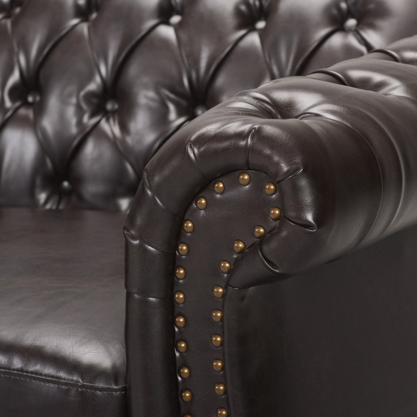 Canapé Chesterfield capitonné Parksley en similicuir par Christopher Knight Home