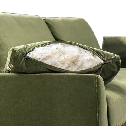 Canapé Pasadena 75,5 en velours de style ferme moderne avec dossier à coussins amovibles