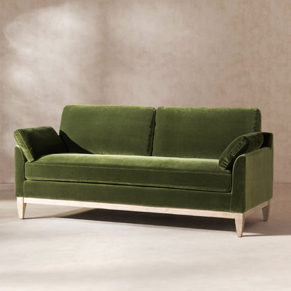 Canapé Pasadena 75,5 en velours de style ferme moderne avec dossier à coussins amovibles