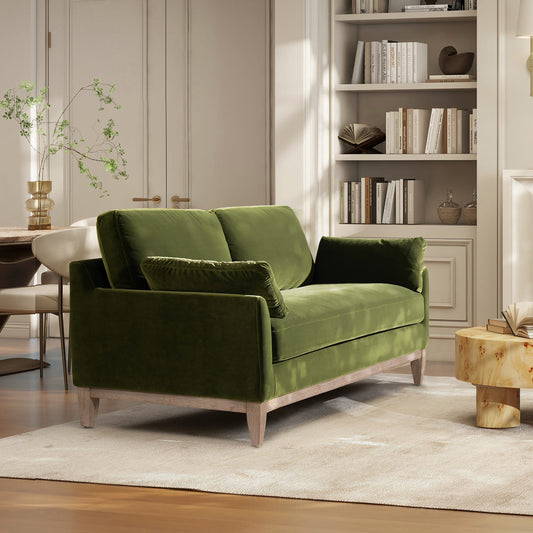 Canapé Pasadena 75,5 en velours de style ferme moderne avec dossier à coussins amovibles