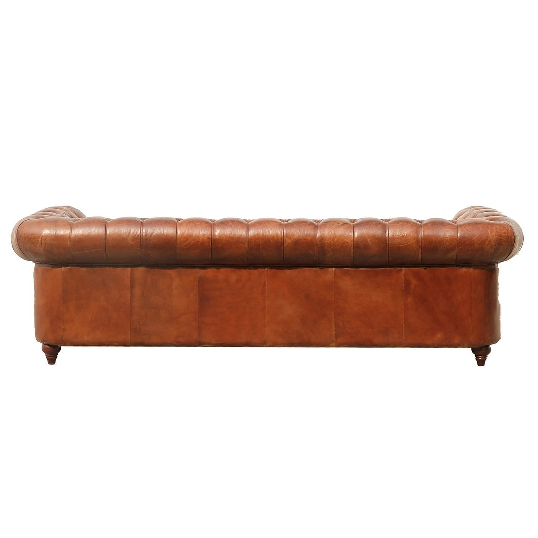 Canapé capitonné Chesterfield Paris Club de Pasargad Home, marron - 73 cm H x 246 cm L x 99 cm P