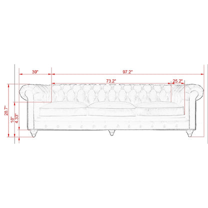 Canapé capitonné Chesterfield Paris Club de Pasargad Home, marron - 73 cm H x 246 cm L x 99 cm P