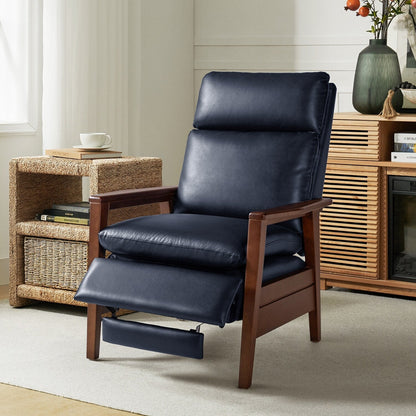 Fauteuil inclinable en bois massif et cuir végétalien Patrick du milieu du siècle par HULALA HOME