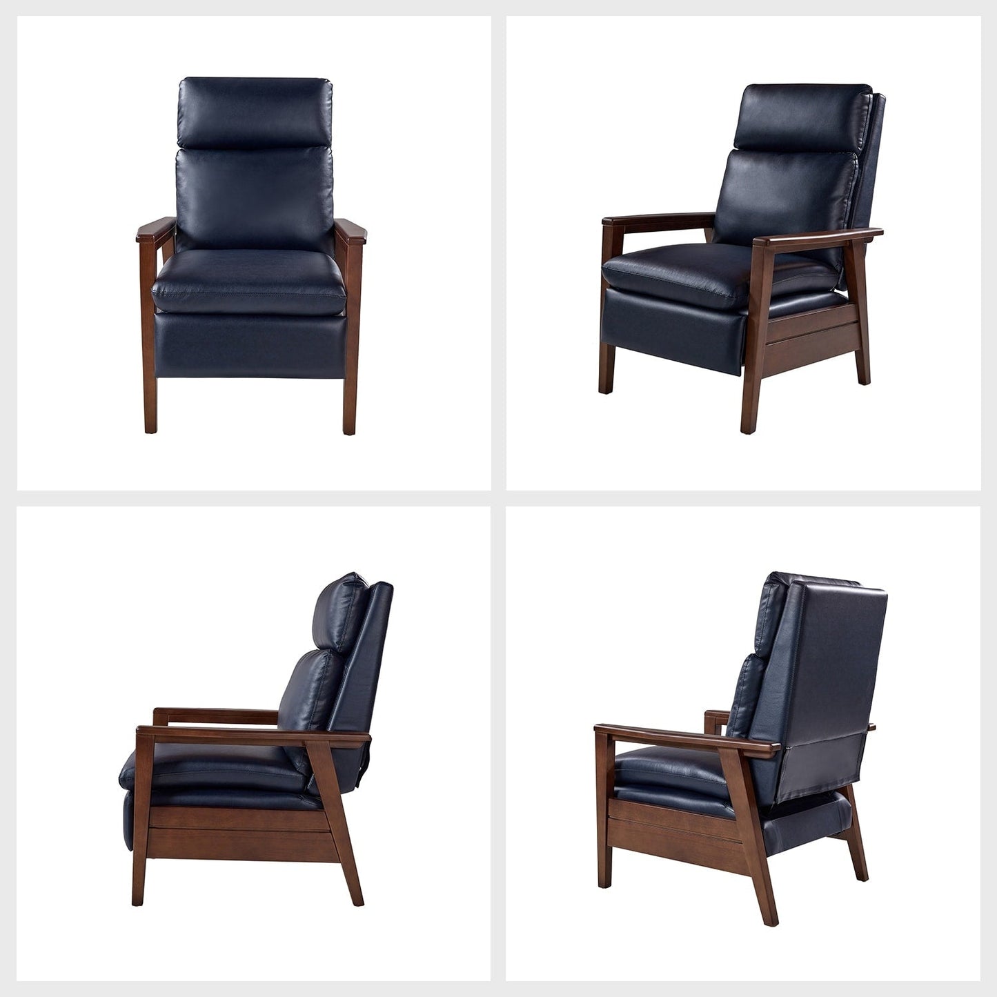 Fauteuil inclinable en bois massif et cuir végétalien Patrick du milieu du siècle par HULALA HOME