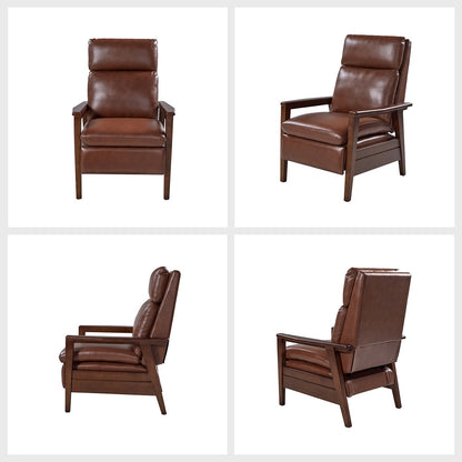 Fauteuil inclinable en bois massif et cuir végétalien Patrick du milieu du siècle par HULALA HOME