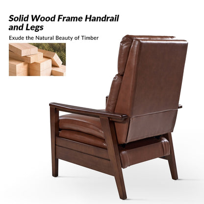 Fauteuil inclinable en bois massif et cuir végétalien Patrick du milieu du siècle par HULALA HOME