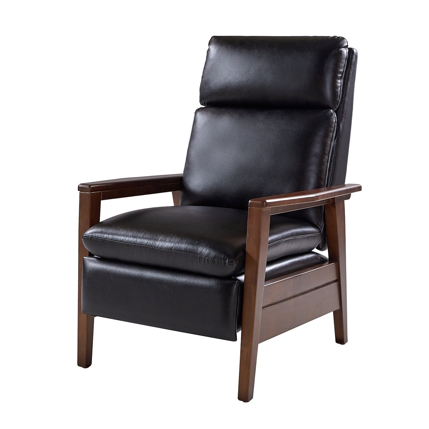 Fauteuil inclinable en bois massif et cuir végétalien Patrick du milieu du siècle par HULALA HOME