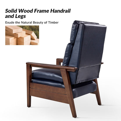 Fauteuil inclinable en bois massif et cuir végétalien Patrick du milieu du siècle par HULALA HOME