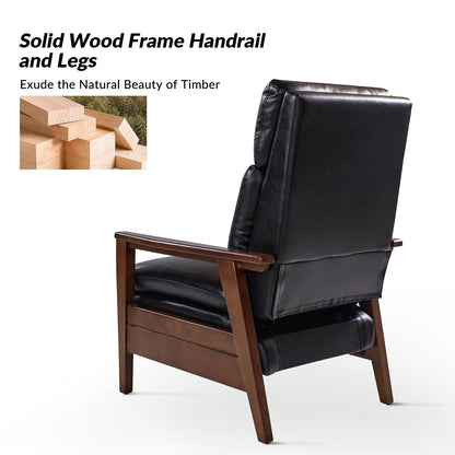 Fauteuil inclinable en bois massif et cuir végétalien Patrick du milieu du siècle par HULALA HOME