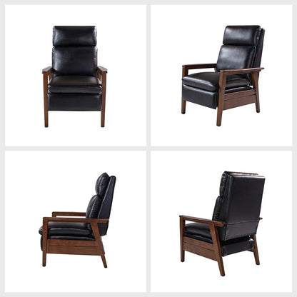 Fauteuil inclinable en bois massif et cuir végétalien Patrick du milieu du siècle par HULALA HOME