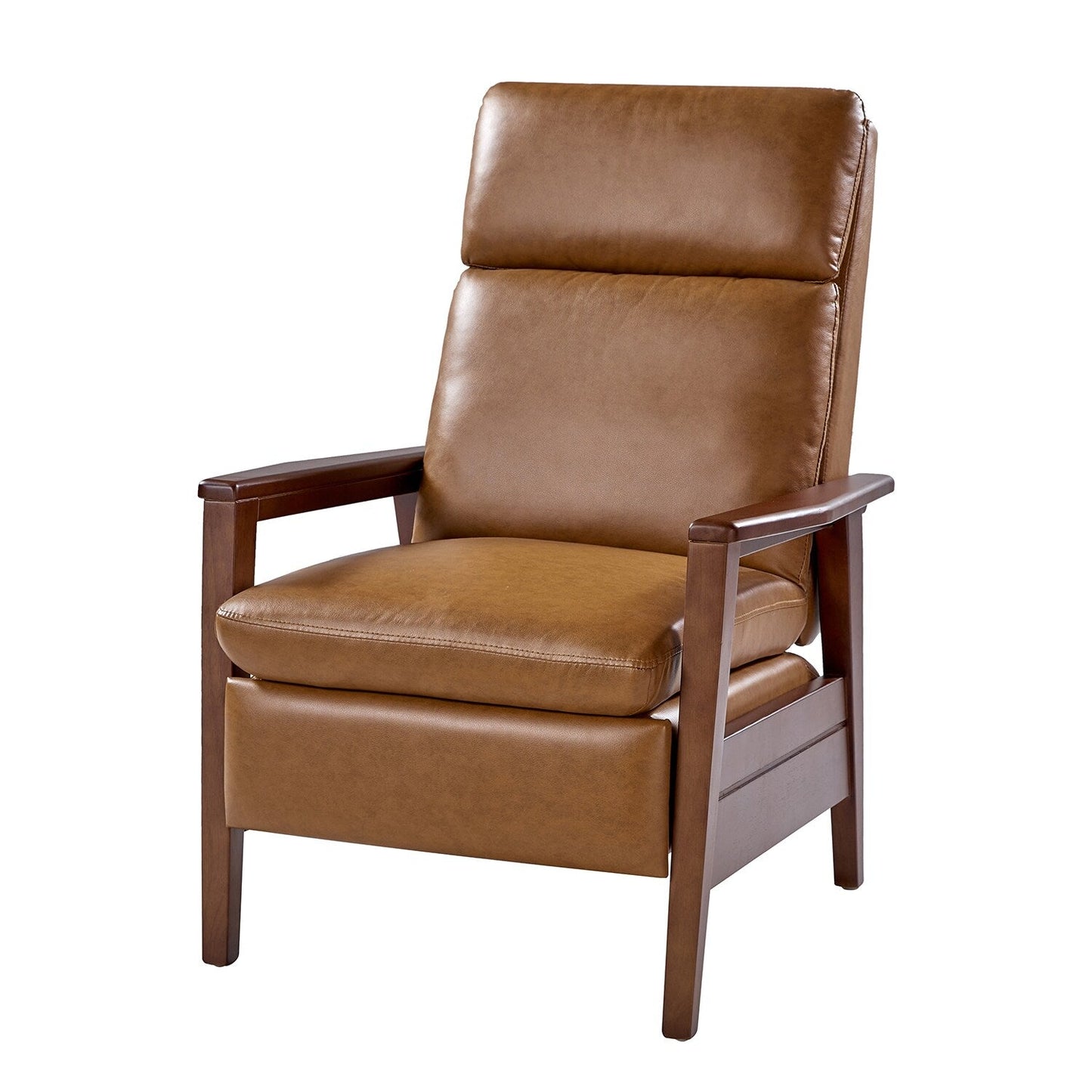 Fauteuil inclinable en bois massif et cuir végétalien Patrick du milieu du siècle par HULALA HOME