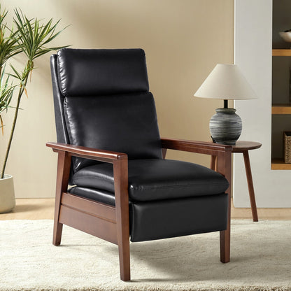 Fauteuil inclinable en bois massif et cuir végétalien Patrick du milieu du siècle par HULALA HOME