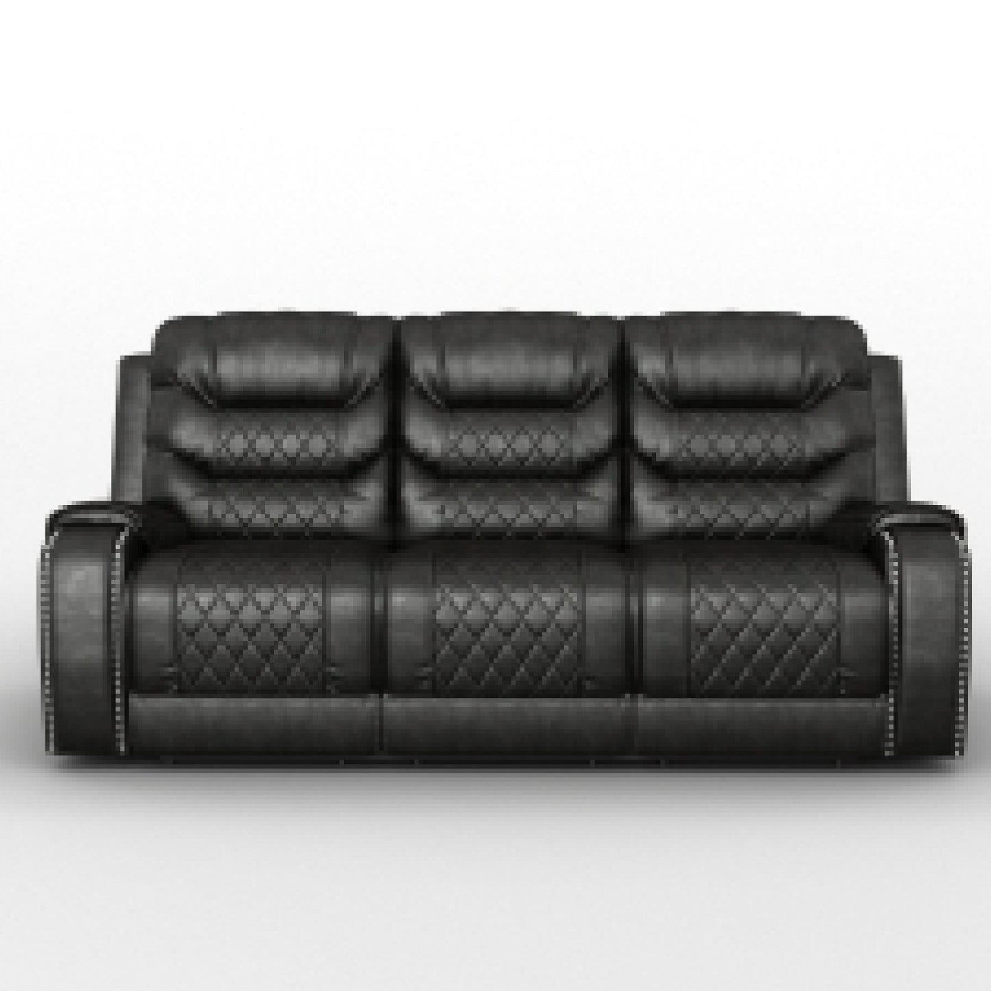 Canapé inclinable électrique Paul, 87 pouces, similicuir gris, table rabattable