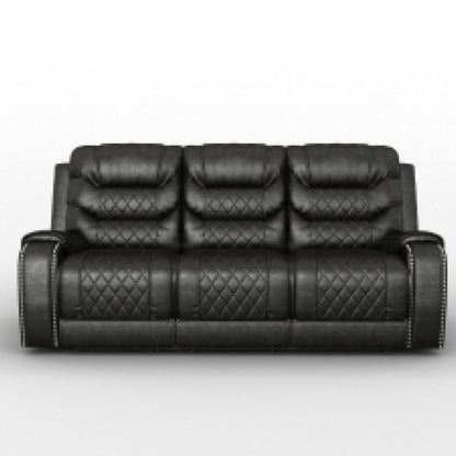 Canapé inclinable électrique Paul, 87 pouces, similicuir gris, table rabattable