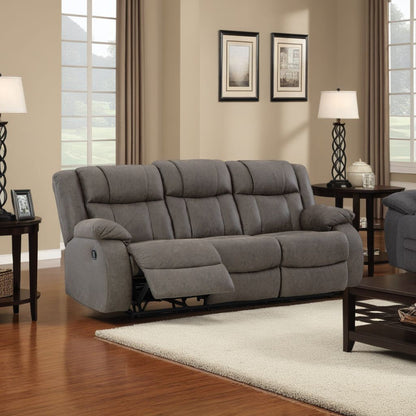 Canapé inclinable manuel Perth, similicuir gris avec coutures contrastées, 86 pouces