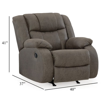 Fauteuil inclinable à bascule manuel Perth, mousse souple, similicuir gris ardoise