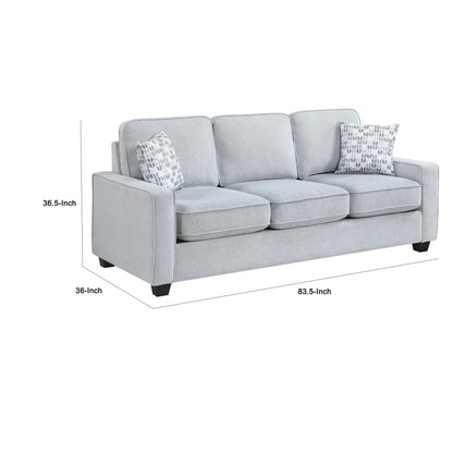 Canapé Pery avec 2 coussins réversibles, gris clair, 84 pouces