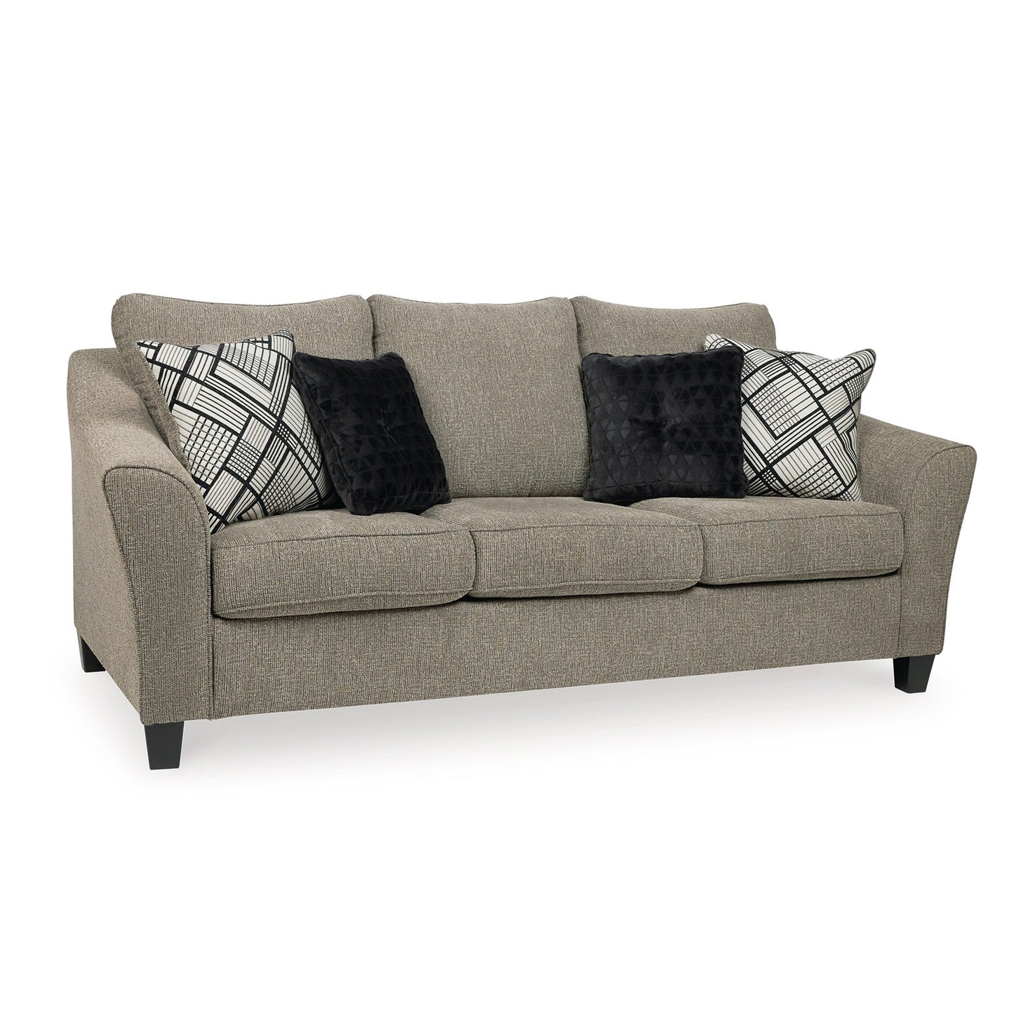 Canapé Pierce, chenille taupe, 4 coussins décoratifs, 92 pouces