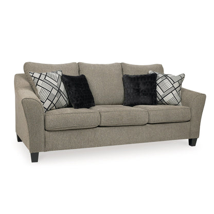 Canapé Pierce, chenille taupe, 4 coussins décoratifs, 92 pouces