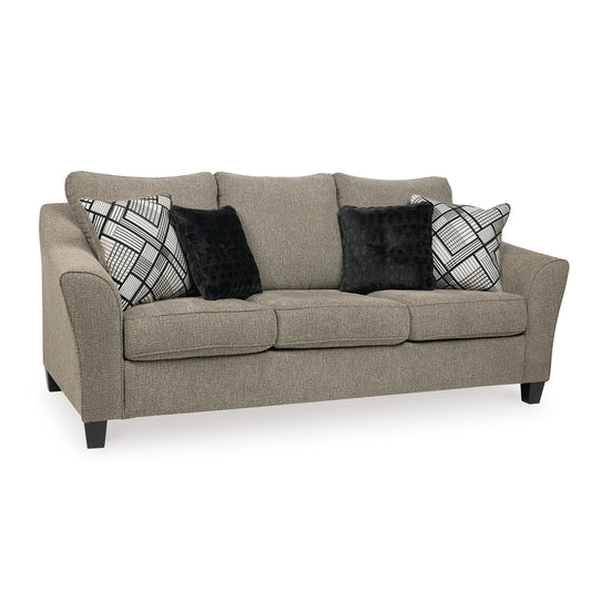 Canapé Pierce, chenille taupe, 4 coussins décoratifs, 92 pouces