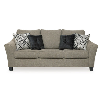 Canapé Pierce, chenille taupe, 4 coussins décoratifs, 92 pouces