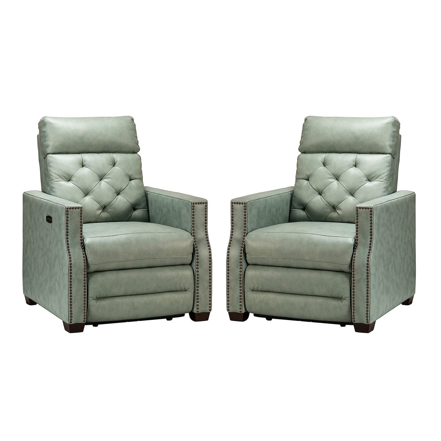 Fauteuil inclinable électrique Alina 31,50 pouces de large en cuir véritable avec port USB, lot de 2