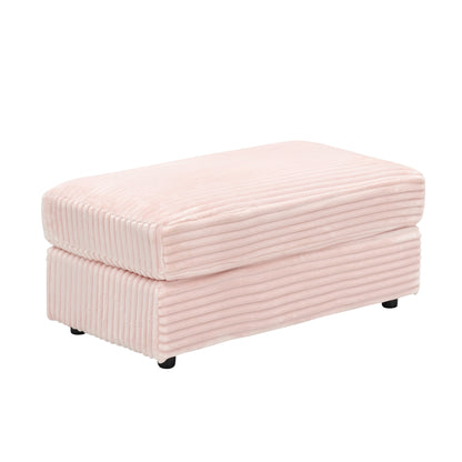 Fauteuil-canapé simple rembourré en velours côtelé rose 39,37 po avec pouf et porte-gobelet pour le salon