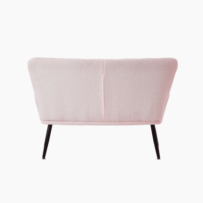 Canapé causeuse rose 52 Teddy avec dossiers matelassés et cadre en bois dur pour le salon.