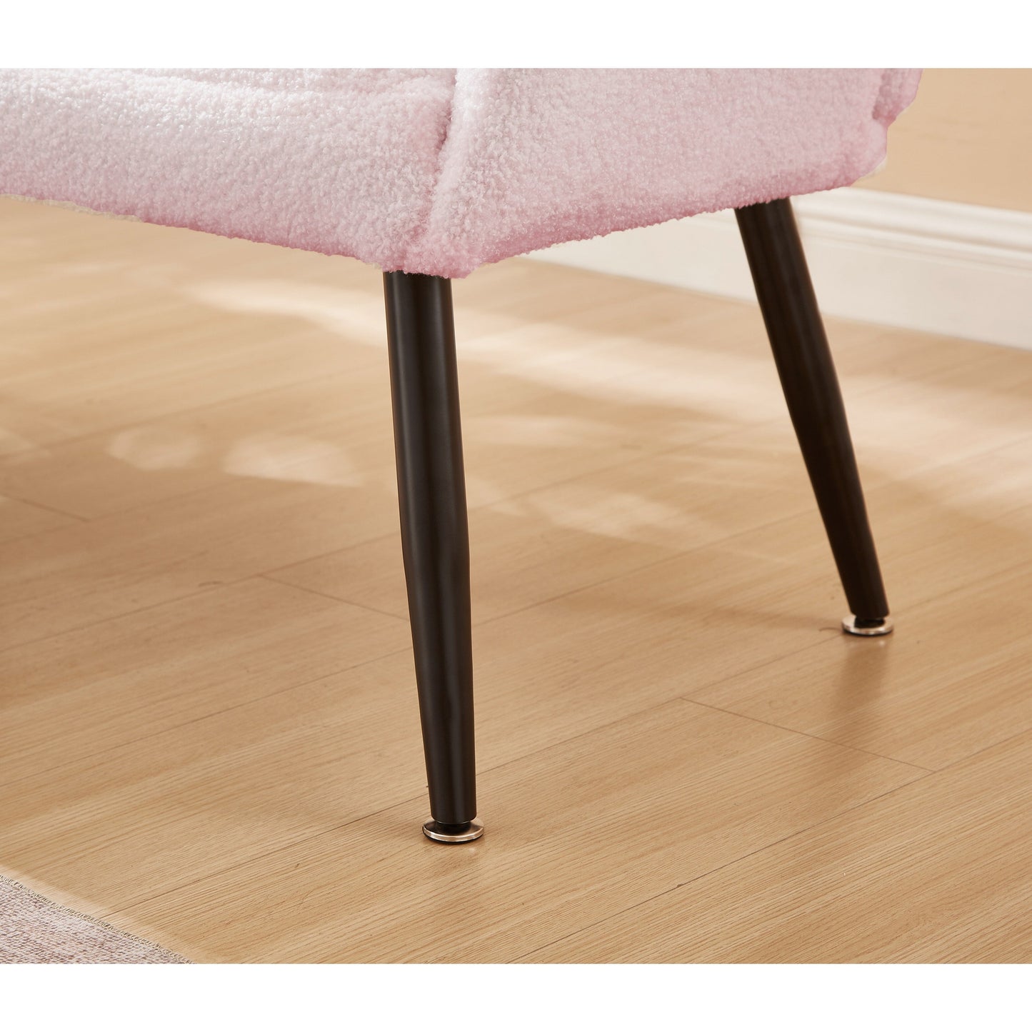 Canapé causeuse rose 52 Teddy avec dossiers matelassés et cadre en bois dur pour le salon.