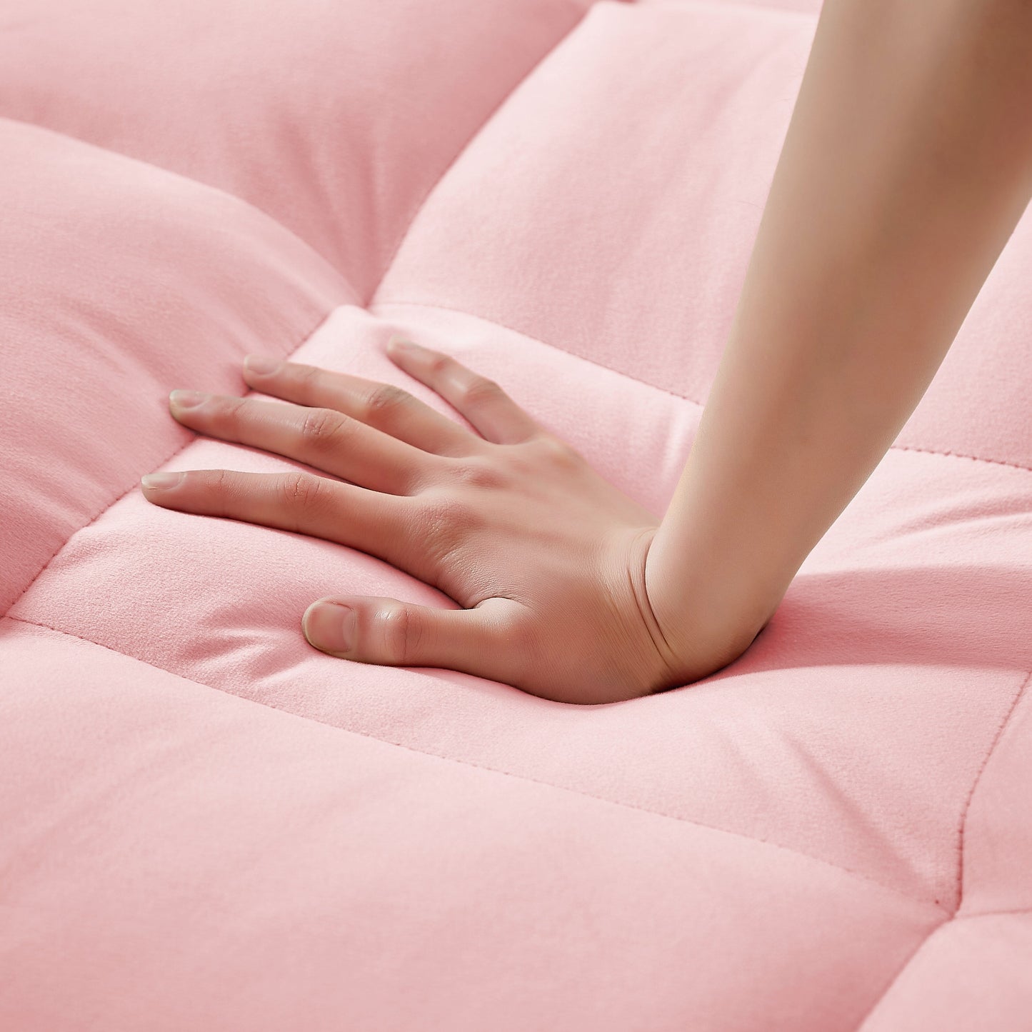 Canapé convertible en velours rose 54,7 avec ports USB et support pour téléphone