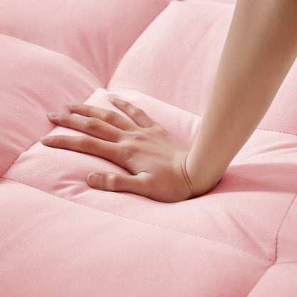 Canapé convertible en velours rose 54,7 avec ports USB et support pour téléphone