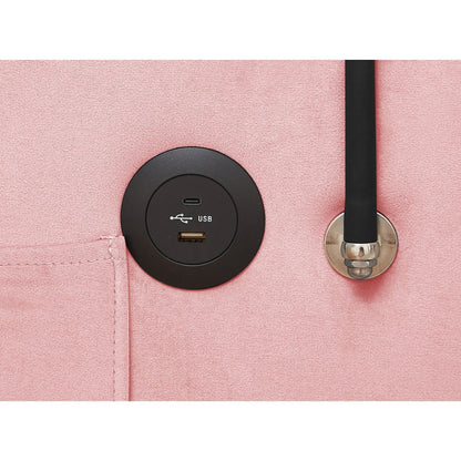 Canapé convertible en velours rose 54,7 avec ports USB et support pour téléphone