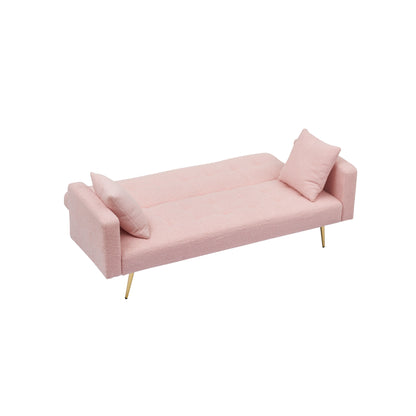 Canapé-lit convertible en polaire Teddy rose 71,7 avec dossier réglable et 2 oreillers pour le salon