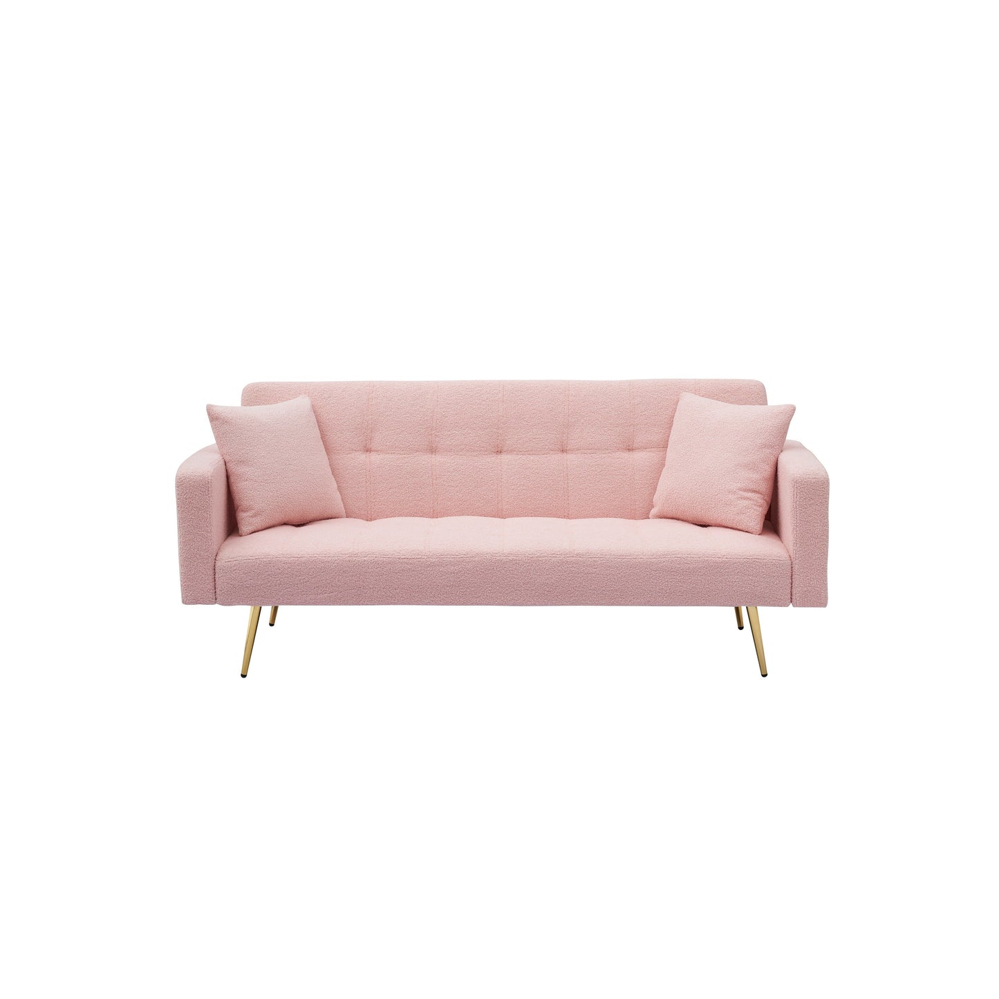 Canapé-lit convertible en polaire Teddy rose 71,7 avec dossier réglable et 2 oreillers pour le salon