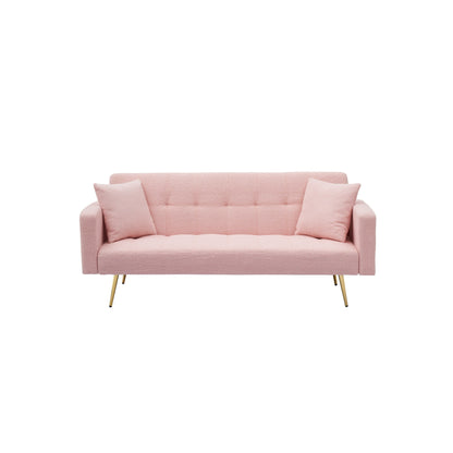 Canapé-lit convertible en polaire Teddy rose 71,7 avec dossier réglable et 2 oreillers pour le salon