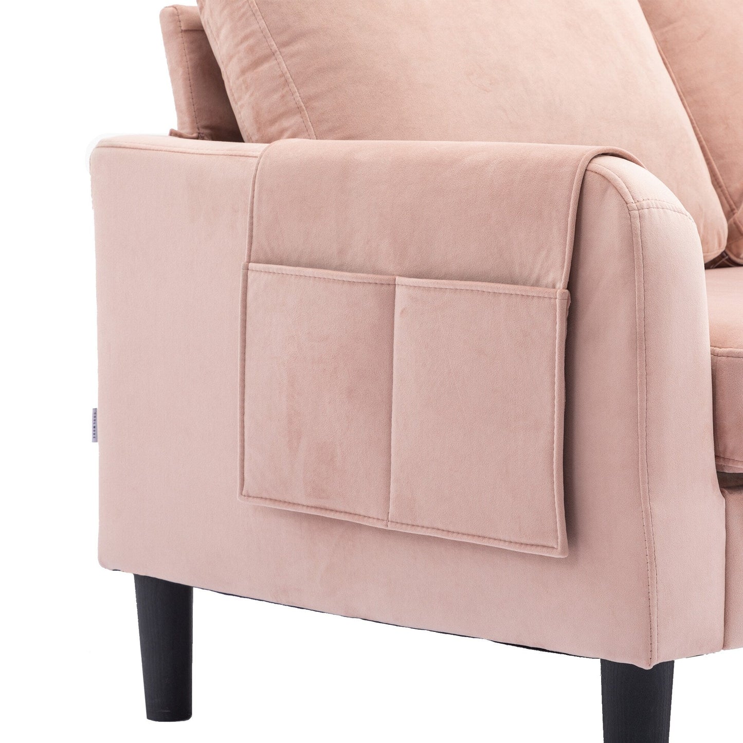 Canapé sectionnel rose en polyester 72,4 avec lit gigogne, méridienne de rangement et 3 coussins décoratifs