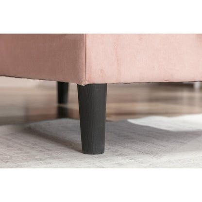 Canapé sectionnel 3 places rose en polyester de 72,4 po avec lit gigogne et méridienne de rangement