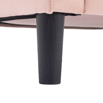 Canapé sectionnel 3 places en polyester rose de 72,4 pouces avec méridienne de rangement, lit gigogne et coussins décoratifs