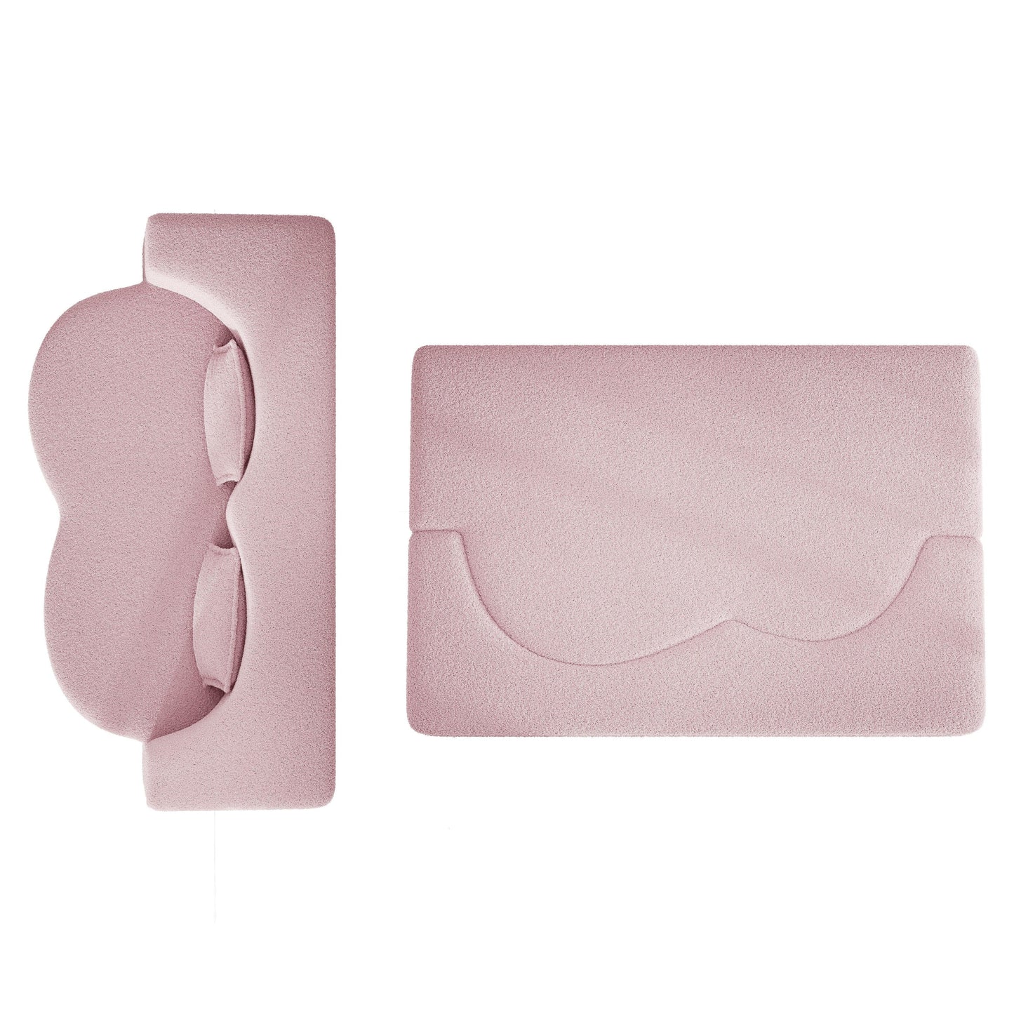 Canapé-lit convertible en tissu Teddy rose